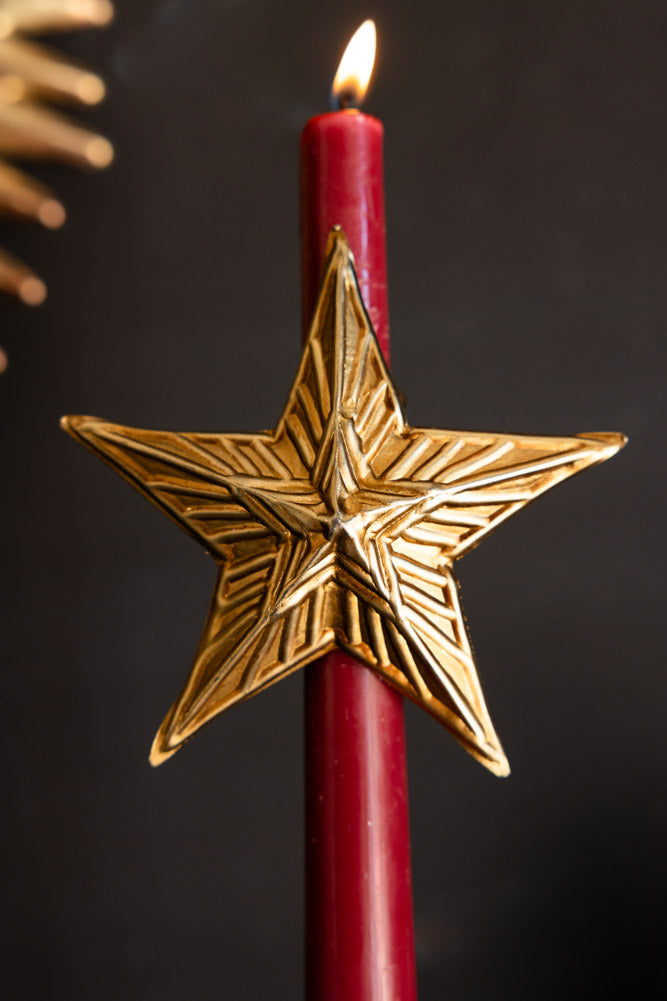 Antique Gold Star Dinner Candle Ring