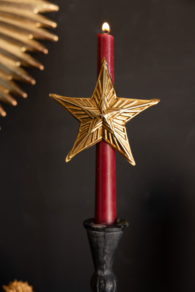 Antique Gold Star Dinner Candle Ring