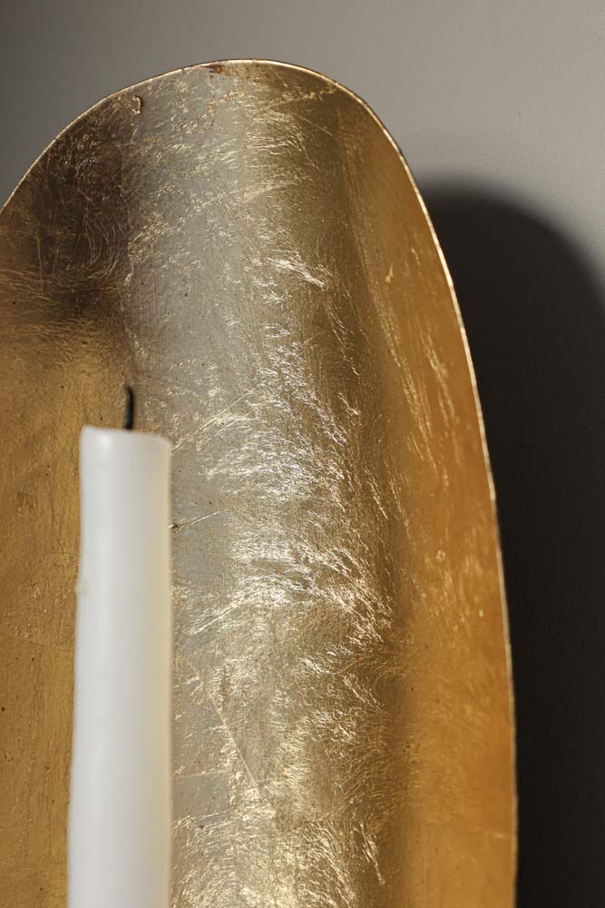 Oval Gold Leaf Candlestick Holder Wall Sconce